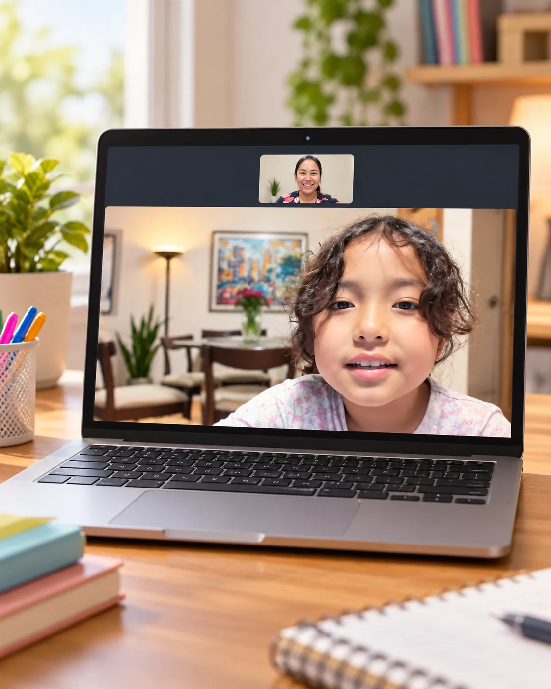 Clase virtual acogedora en casa